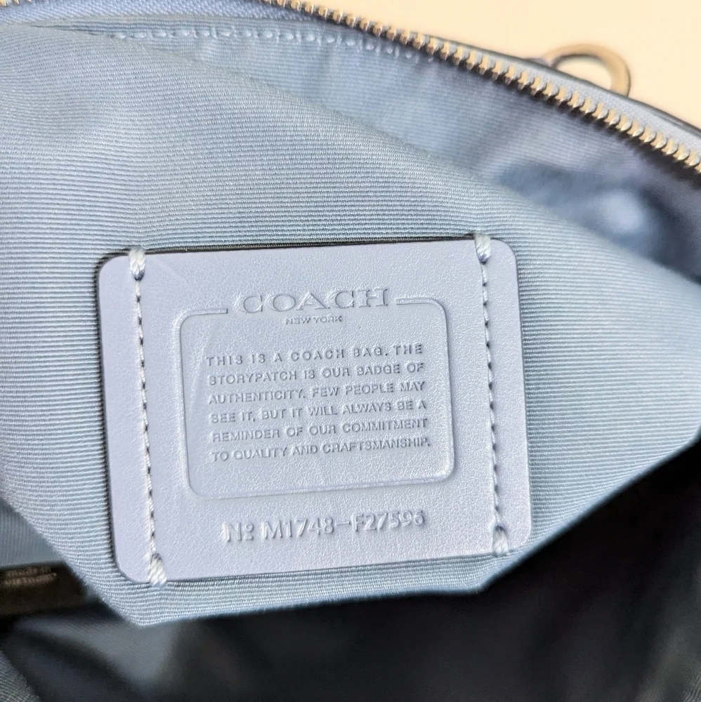 Coach Kelsey‎ Pebble Leather Small Satchel Blue 10 1/2 (L) x 7 (H) x 2 1/2 (W)
